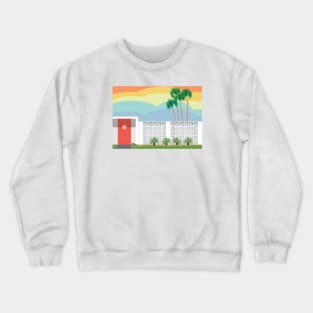 Mid mod house with coral door Crewneck Sweatshirt